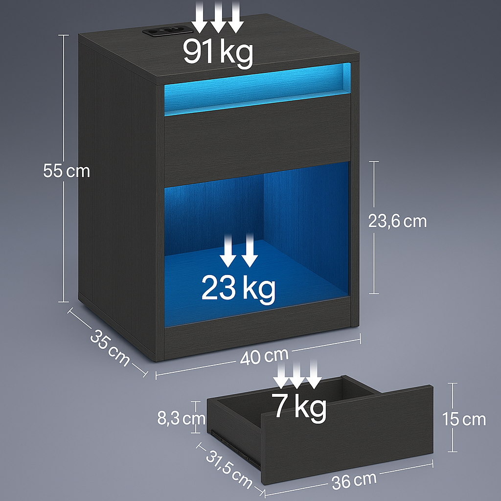 OMNI™ Table de nuit avec compartiment secret